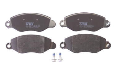 Купить GDB1461 TRW Тормозные колодки передние Транзит 6 (2.0, 2.3, 2.4) с звуковым предупреждением износа